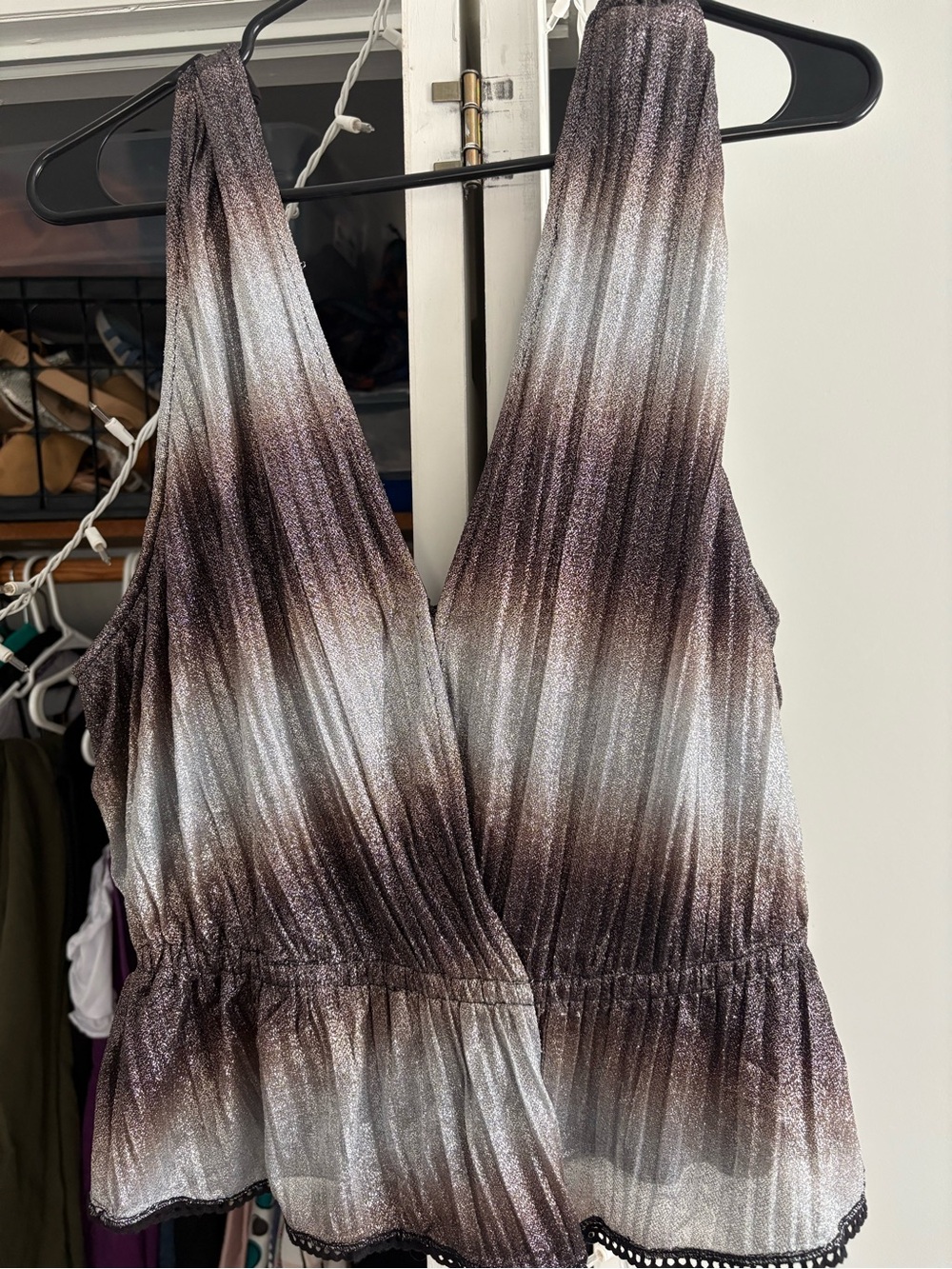Anthropologie Let Me Be Metallic Peplum Top NWT